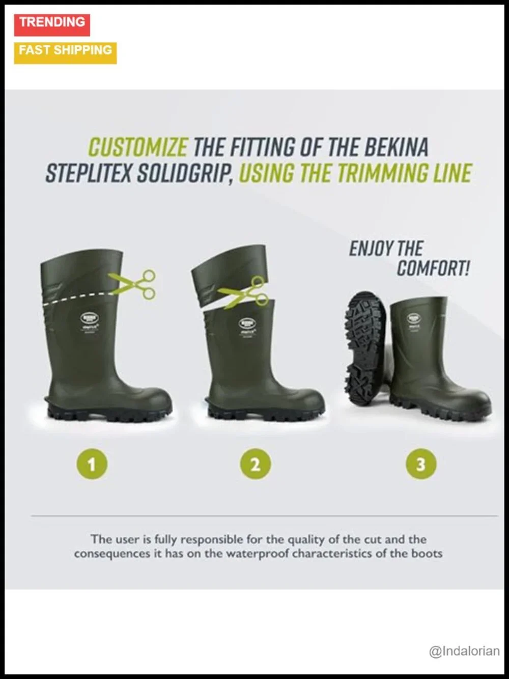 Waterproof Steel Toe Slip-On Work Boots Thermal Insulated Synthetic Rubber